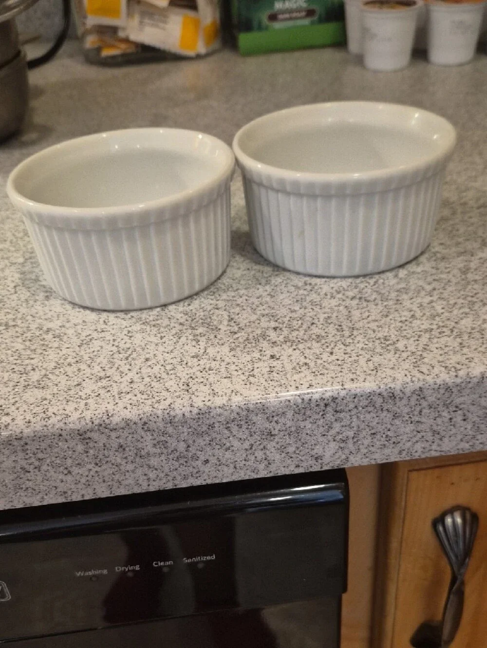 Apilco France White Porcelain Ramekins Set of 2 - Fluted Soufflé Custard Dishes